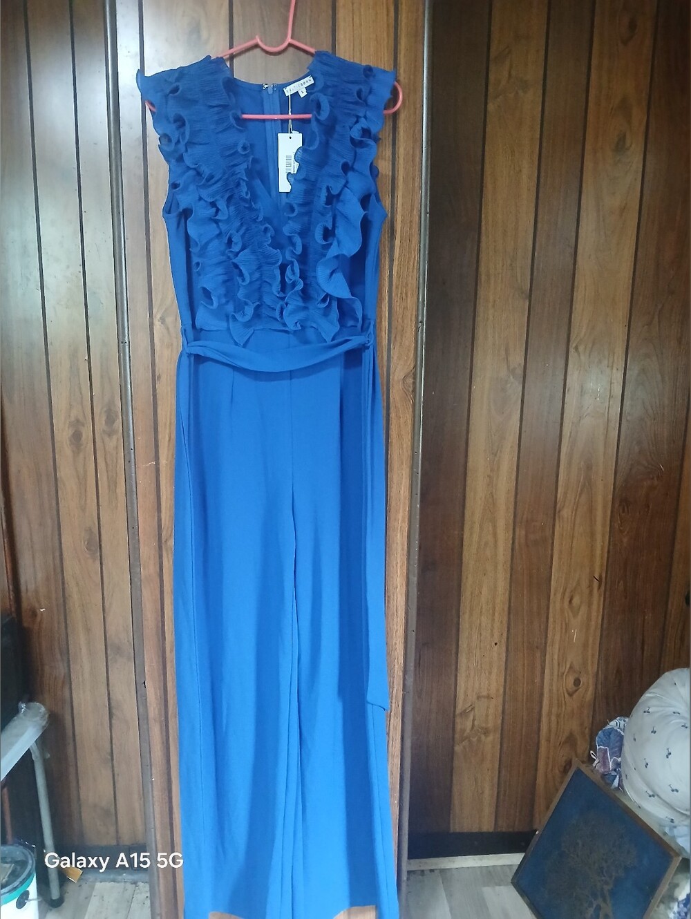 Baltic Born Royal Blue Ruffle V-Neck Wide-Leg Jumpsuit